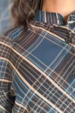 Ainsley Plaid Chiffon Blouse Teal
